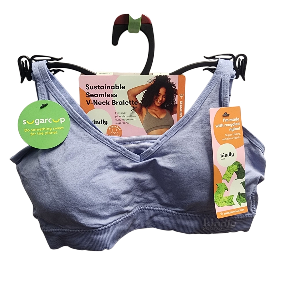 Sustainable Seamless V-Neck Bralette - Blue